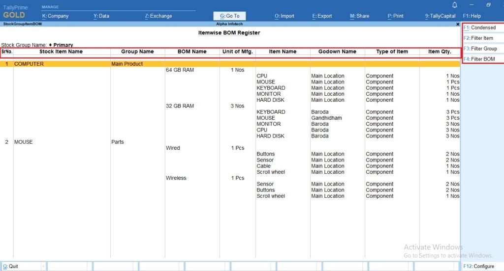 Print Alt Unit column in Sales, Purchase & Ledger Statement Columnar Report